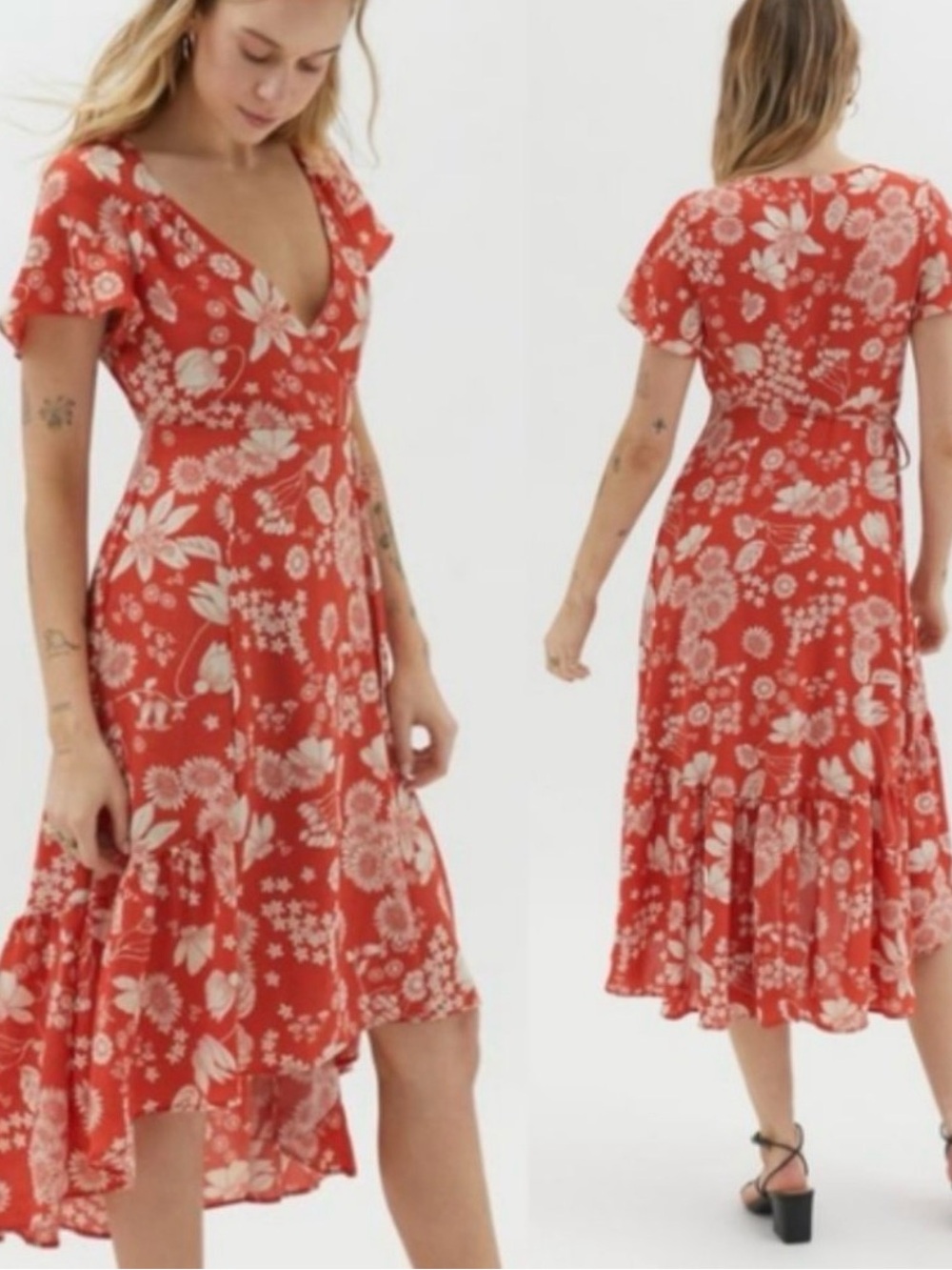 XS urban outfitters wrap, maxi dress, Daphne floral